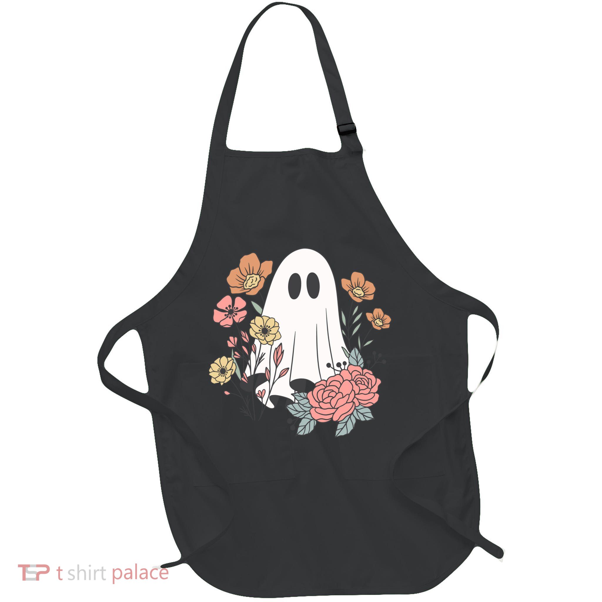 Ghost Floral Full-Length Apron With Pockets