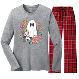 Ghost Floral Women's Long Sleeve Flannel Pajama Set 