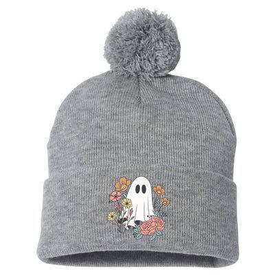 Ghost Floral Pom Pom 12in Knit Beanie