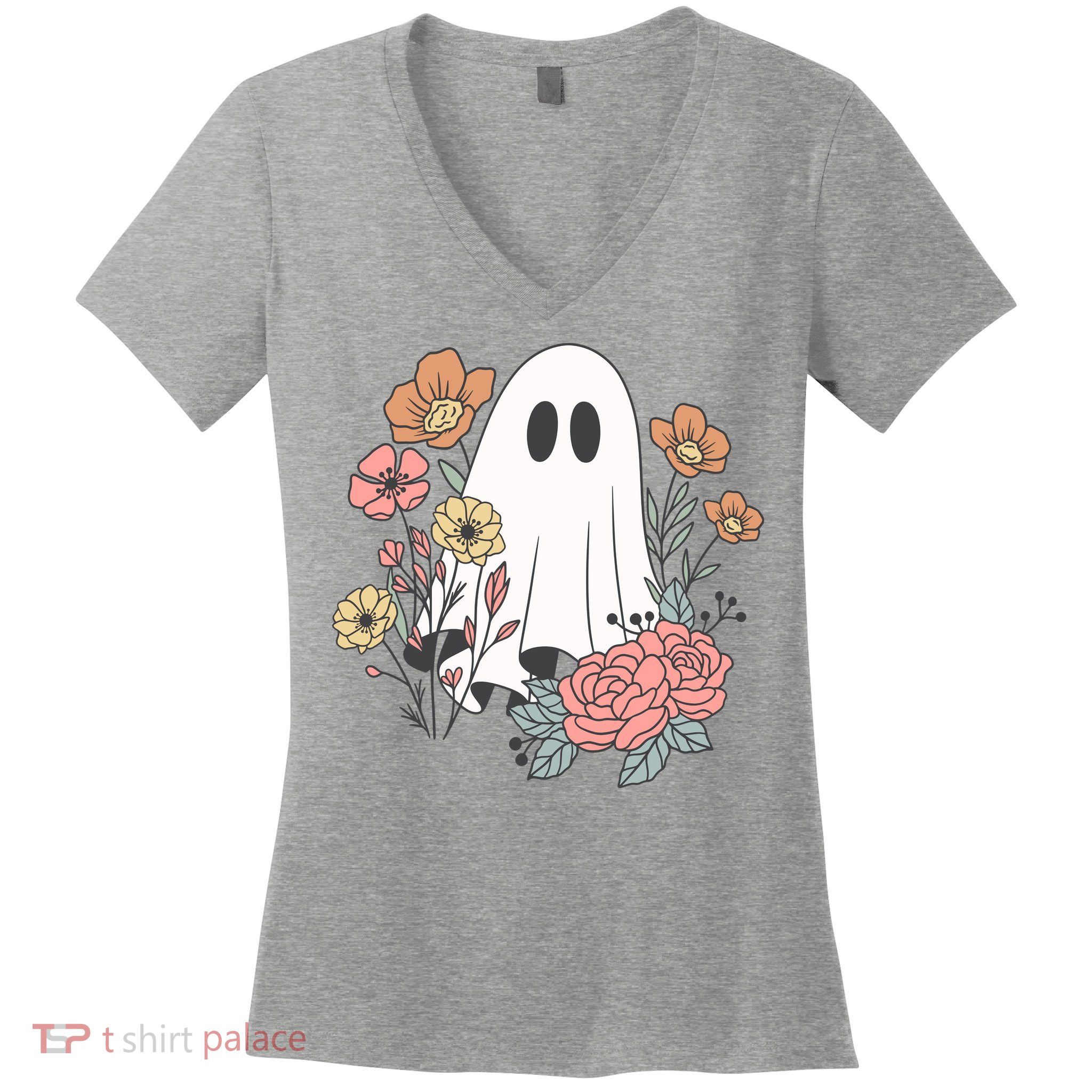 Ghost Floral Women's V-Neck T-Shirt