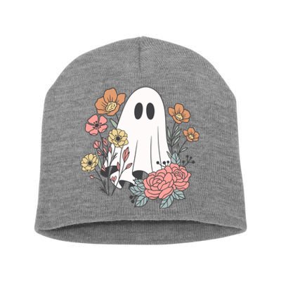 Ghost Floral Short Acrylic Beanie