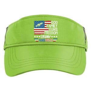 God Family Guns And Freedom Pro Trump 2024 Maga American Flag Gift Adult Drive Performance Visor