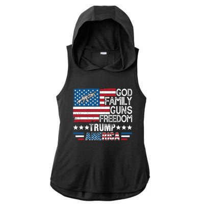 God Family Guns And Freedom Pro Trump 2024 Maga American Flag Gift Ladies PosiCharge Tri-Blend Wicking Draft Hoodie Tank