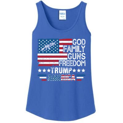 God Family Guns And Freedom Pro Trump 2024 Maga American Flag Gift Ladies Essential Tank