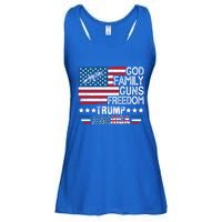 God Family Guns And Freedom Pro Trump 2024 Maga American Flag Gift Ladies Essential Flowy Tank