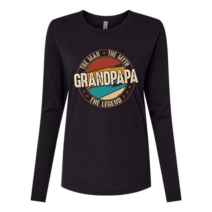 Grandpapa From Grandchildren Grandpapa Myth Legend Womens Cotton Relaxed Long Sleeve T-Shirt