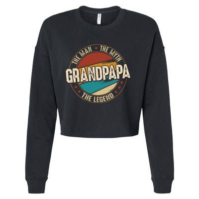 Grandpapa From Grandchildren Grandpapa Myth Legend Cropped Pullover Crew