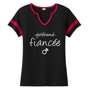 Girlfriend Fiancee Gift Fiance Engaget Party Gift Ladies Halftime Notch Neck Tee