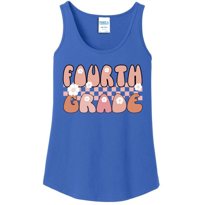 Groovy Fourth Grade Vibes Retro Teachers Back To School Gift Ladies Essential Tank