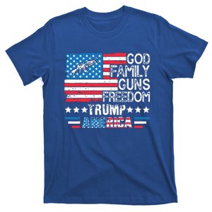 God Family Guns Freedom Pro Trump 2024 Maga American Flag T-Shirt