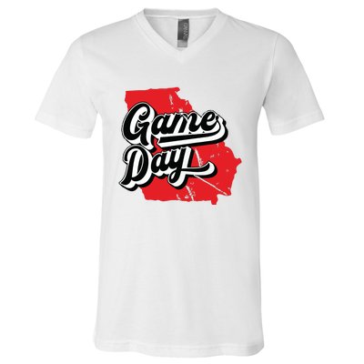 Georgia Football Game Day Vintage V-Neck T-Shirt