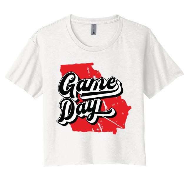 Georgia Football Game Day Vintage Crop Top