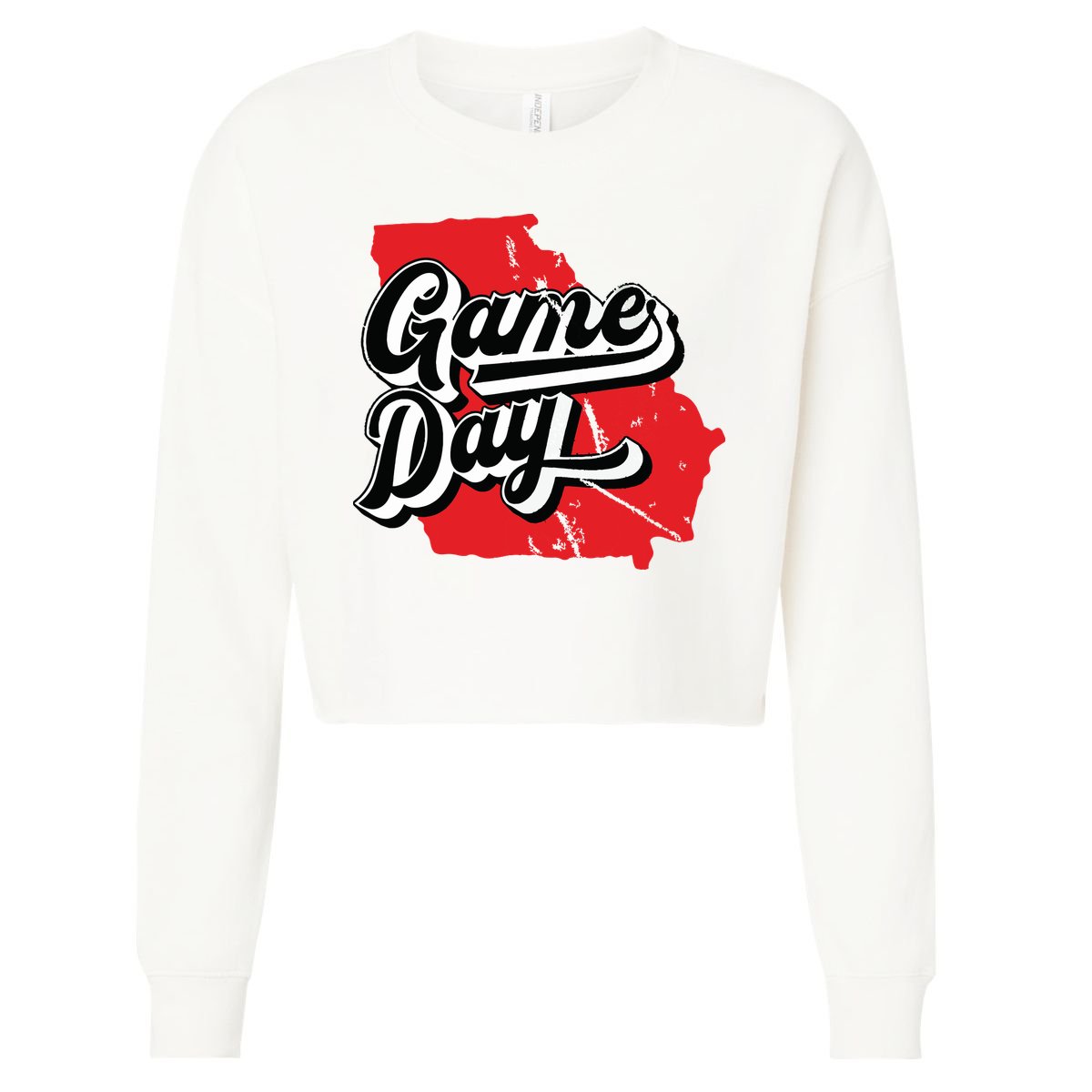 Georgia Football Game Day Vintage Cropped Pullover Crew
