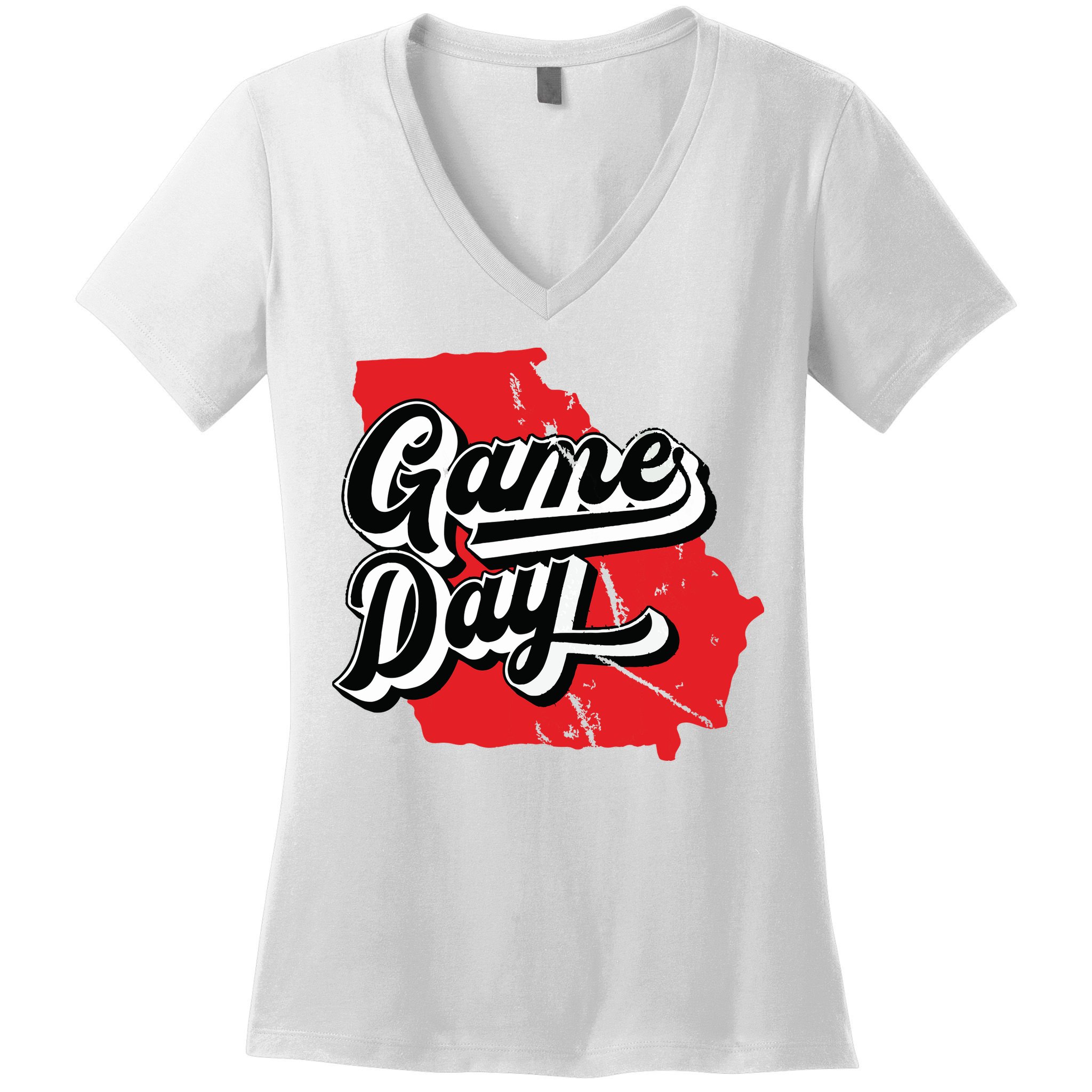 Georgia Football Game Day Vintage Women's V-Neck T-Shirt