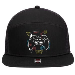 Gamer Funny Gaming Remote Everyday Is Game Day 7 Panel Mesh Trucker Snapback Hat