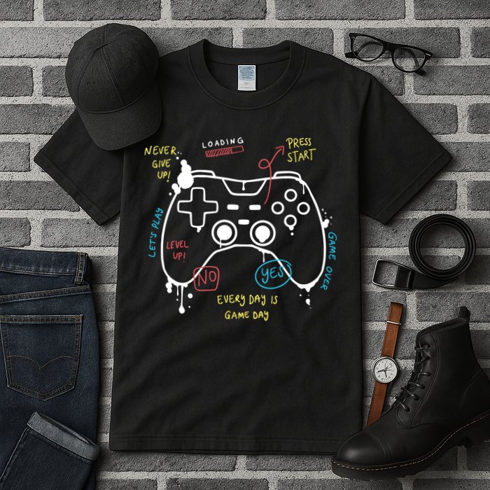 Gamer Funny Gaming Remote Everyday Is Game Day Tall T-Shirt
