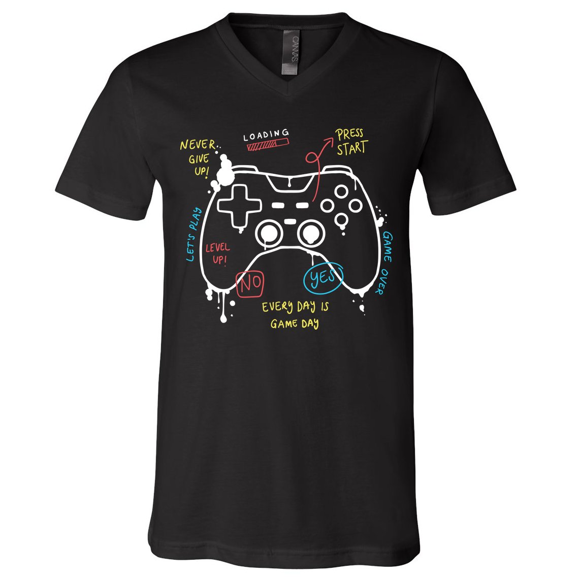 Gamer Funny Gaming Remote Everyday Is Game Day V-Neck T-Shirt
