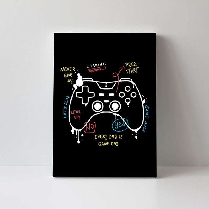 Gamer Funny Gaming Remote Everyday Is Game Day Canvas