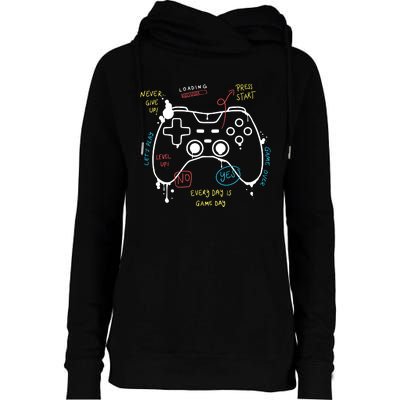 Gamer Funny Gaming Remote Everyday Is Game Day Womens Funnel Neck Pullover Hood