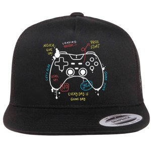 Gamer Funny Gaming Remote Everyday Is Game Day Flat Bill Trucker Hat