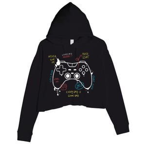 Gamer Funny Gaming Remote Everyday Is Game Day Crop Fleece Hoodie