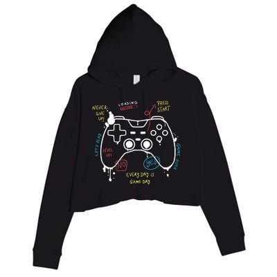 Gamer Funny Gaming Remote Everyday Is Game Day Crop Fleece Hoodie