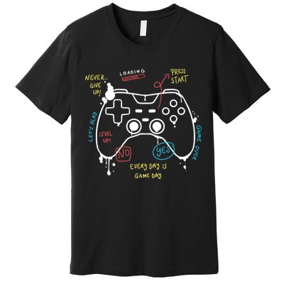 Gamer Funny Gaming Remote Everyday Is Game Day Premium T-Shirt