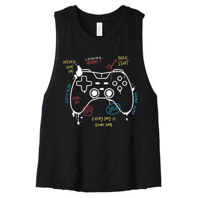 Gamer Funny Gaming Remote Everyday Is Game Day Women's Racerback Cropped Tank