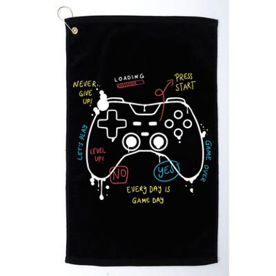 Gamer Funny Gaming Remote Everyday Is Game Day Platinum Collection Golf Towel