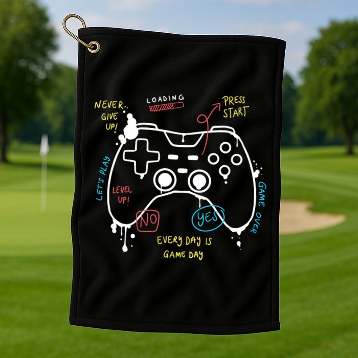 Gamer Funny Gaming Remote Everyday Is Game Day Golf Towel