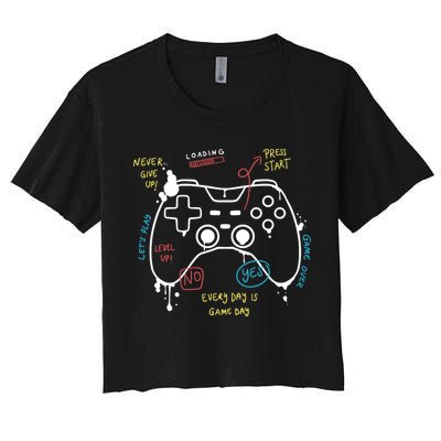 Gamer Funny Gaming Remote Everyday Is Game Day Crop Top