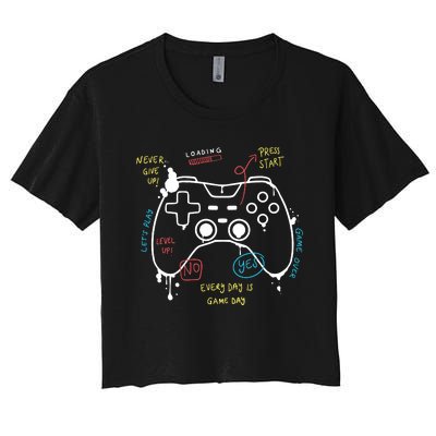 Gamer Funny Gaming Remote Everyday Is Game Day Women's Crop Top Tee