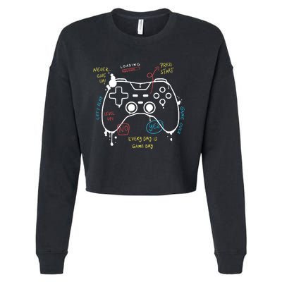 Gamer Funny Gaming Remote Everyday Is Game Day Cropped Pullover Crew