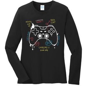 Gamer Funny Gaming Remote Everyday Is Game Day Ladies Long Sleeve Shirt