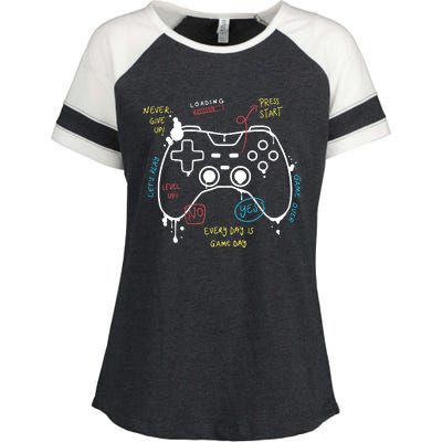 Gamer Funny Gaming Remote Everyday Is Game Day Enza Ladies Jersey Colorblock Tee