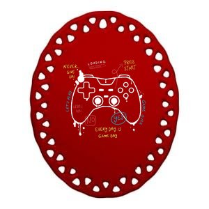 Gamer Funny Gaming Remote Everyday Is Game Day Ceramic Oval Ornament