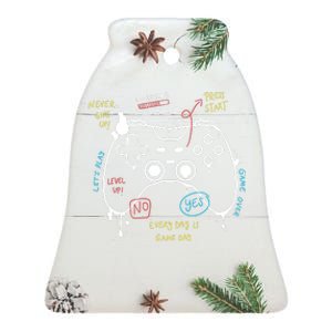 Gamer Funny Gaming Remote Everyday Is Game Day Ceramic Bell Ornament