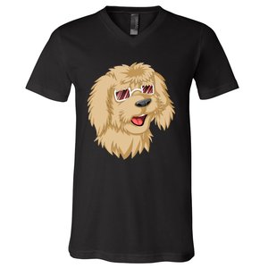 Goldendoodle Face V-Neck T-Shirt