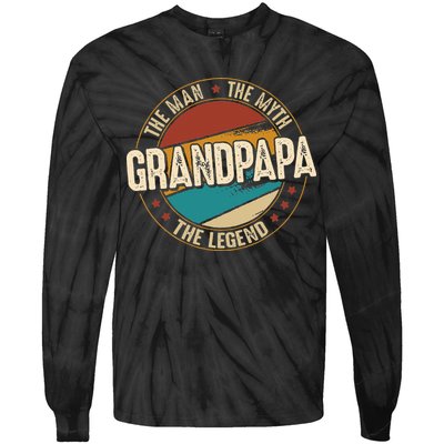 Grandpapa From Grandchildren Grandpapa Myth Legend Tie-Dye Long Sleeve Shirt