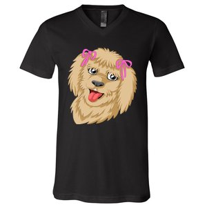 Goldendoodle Face V-Neck T-Shirt