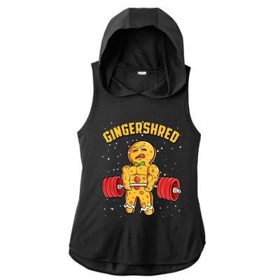 Gingershred Funny Gingerbread Man Gym Bodybuilding Christmas Ladies PosiCharge Tri-Blend Wicking Draft Hoodie Tank