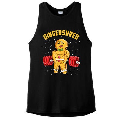 Gingershred Funny Gingerbread Man Gym Bodybuilding Christmas Ladies PosiCharge Tri-Blend Wicking Tank