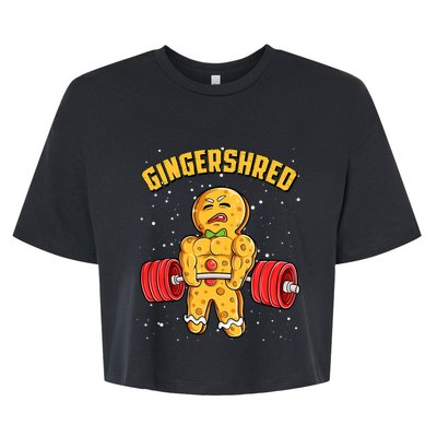 Gingershred Funny Gingerbread Man Gym Bodybuilding Christmas Bella+Canvas Jersey Crop Tee