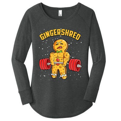 Gingershred Funny Gingerbread Man Gym Bodybuilding Christmas Women's Perfect Tri Tunic Long Sleeve Shirt