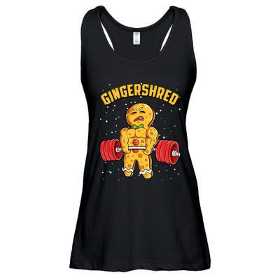 Gingershred Funny Gingerbread Man Gym Bodybuilding Christmas Ladies Essential Flowy Tank