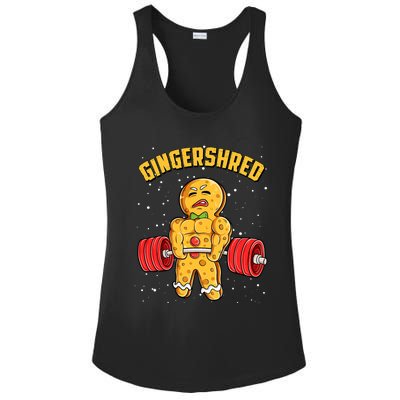 Gingershred Funny Gingerbread Man Gym Bodybuilding Christmas Ladies PosiCharge Competitor Racerback Tank