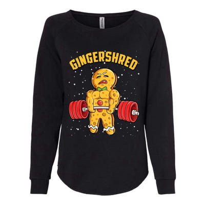 Gingershred Funny Gingerbread Man Gym Bodybuilding Christmas Womens California Wash Sweatshirt