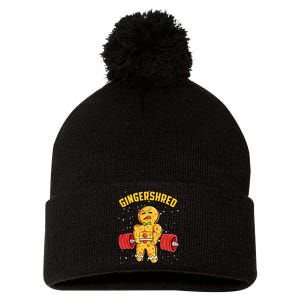 Gingershred Funny Gingerbread Man Gym Bodybuilding Christmas Pom Pom 12in Knit Beanie