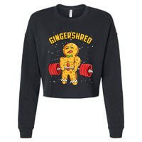 Gingershred Funny Gingerbread Man Gym Bodybuilding Christmas Cropped Pullover Crew