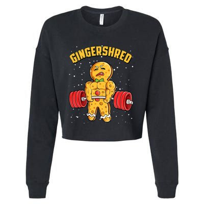 Gingershred Funny Gingerbread Man Gym Bodybuilding Christmas Cropped Pullover Crew